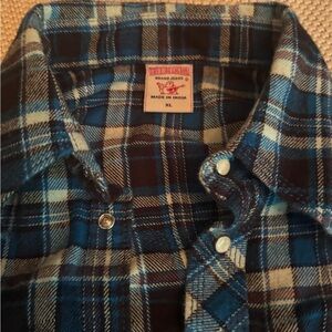 True Religion Blue Plaid Men's Shirt